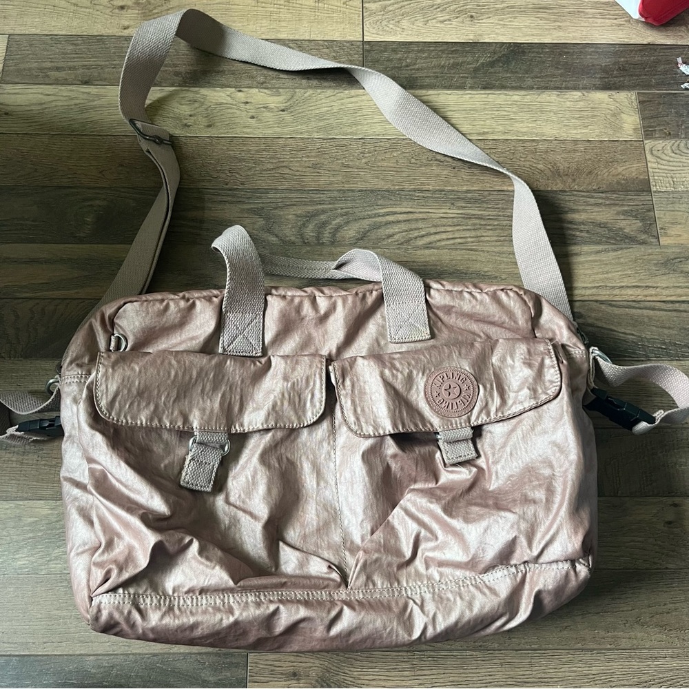 Kipling Pink Metallic Diaper Bag with Mat